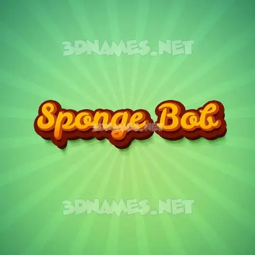 sponge bob in Green Rays style - 3D name wallpaper