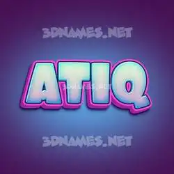 atiq in Phat Purple style - 3D name wallpaper