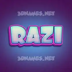 razi in Phat Purple style - 3D name wallpaper