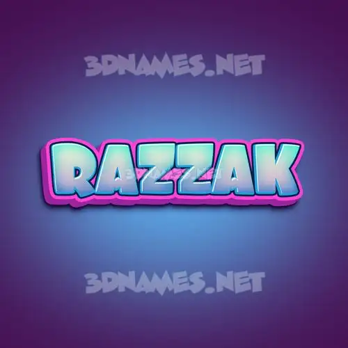 razzak in Phat Purple style - 3D name wallpaper