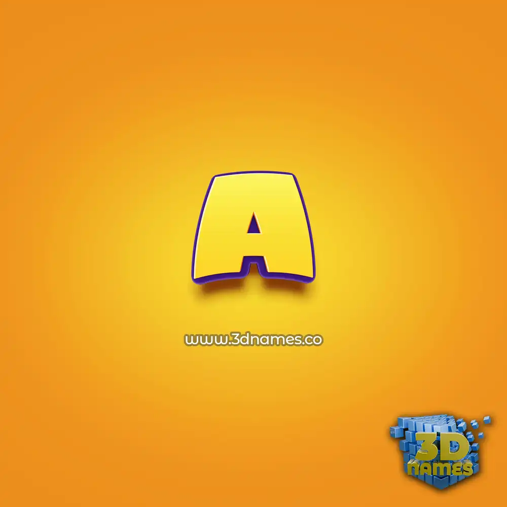 a in Orange Toon style - 3D name wallpaper