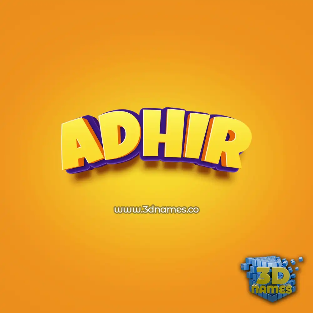 adhir in Orange Toon style - 3D name wallpaper