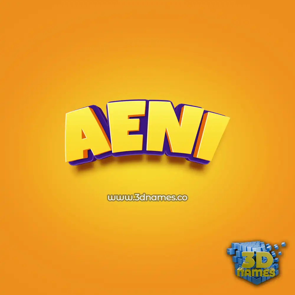 aeni in Orange Toon style - 3D name wallpaper