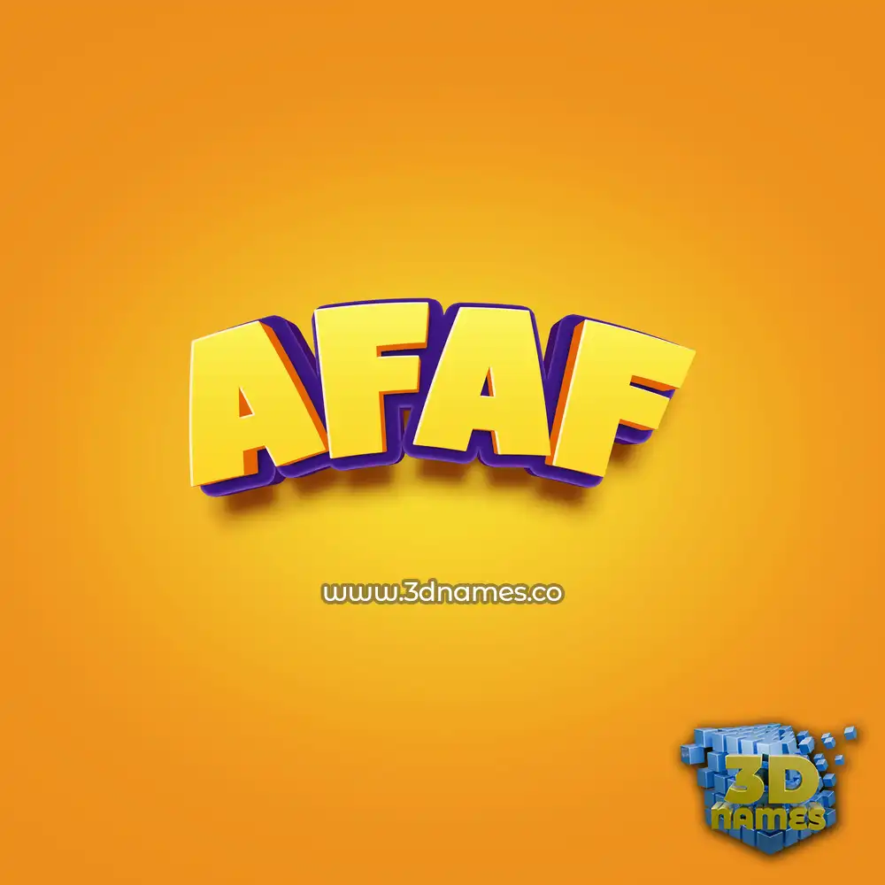 afaf in Orange Toon style - 3D name wallpaper