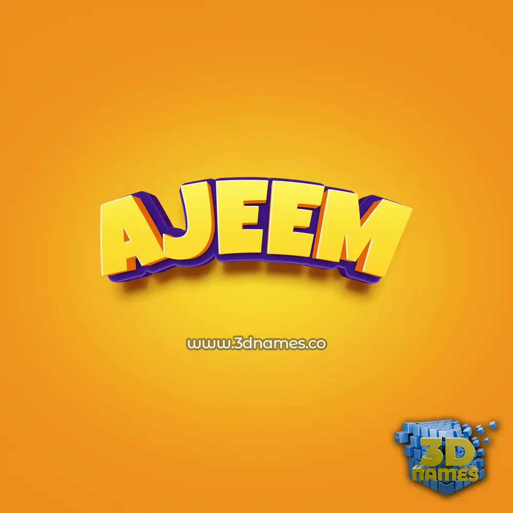ajeem in Orange Toon style - 3D name wallpaper