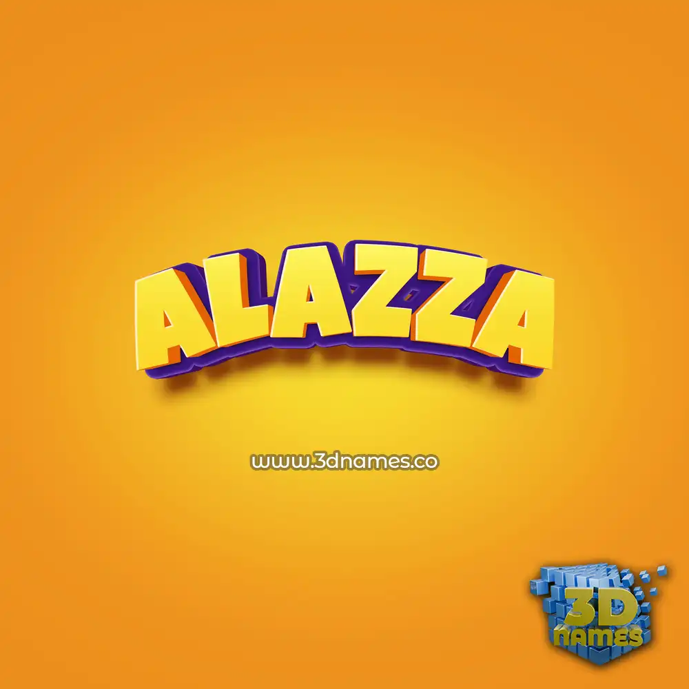 alazza in Orange Toon style - 3D name wallpaper