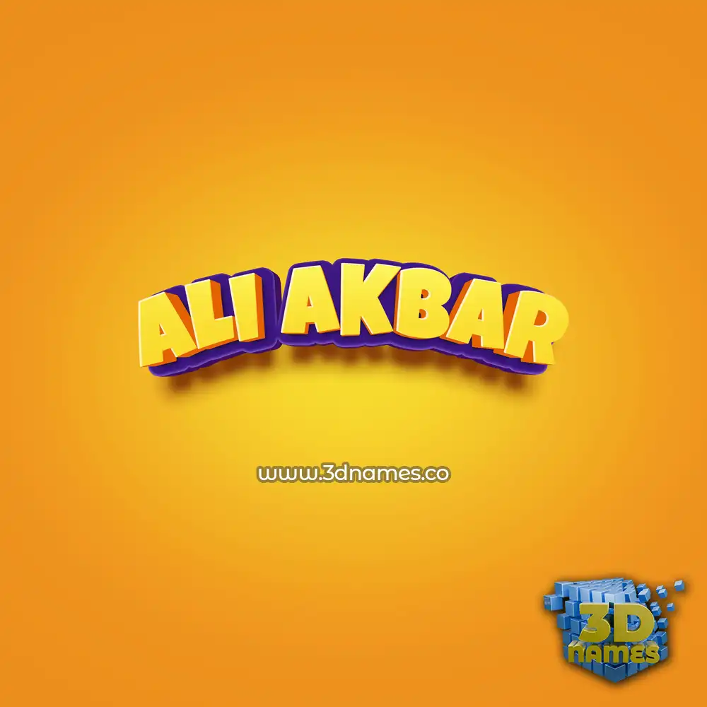 ali akbar in Orange Toon style - 3D name wallpaper