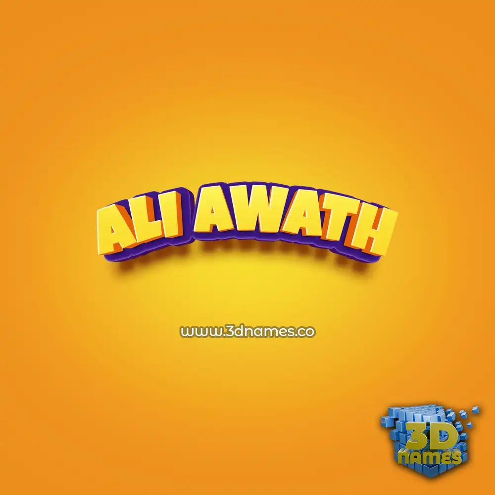 ali awath in Orange Toon style - 3D name wallpaper
