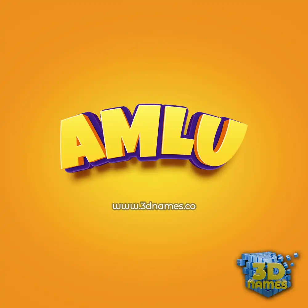 amlu in Orange Toon style - 3D name wallpaper