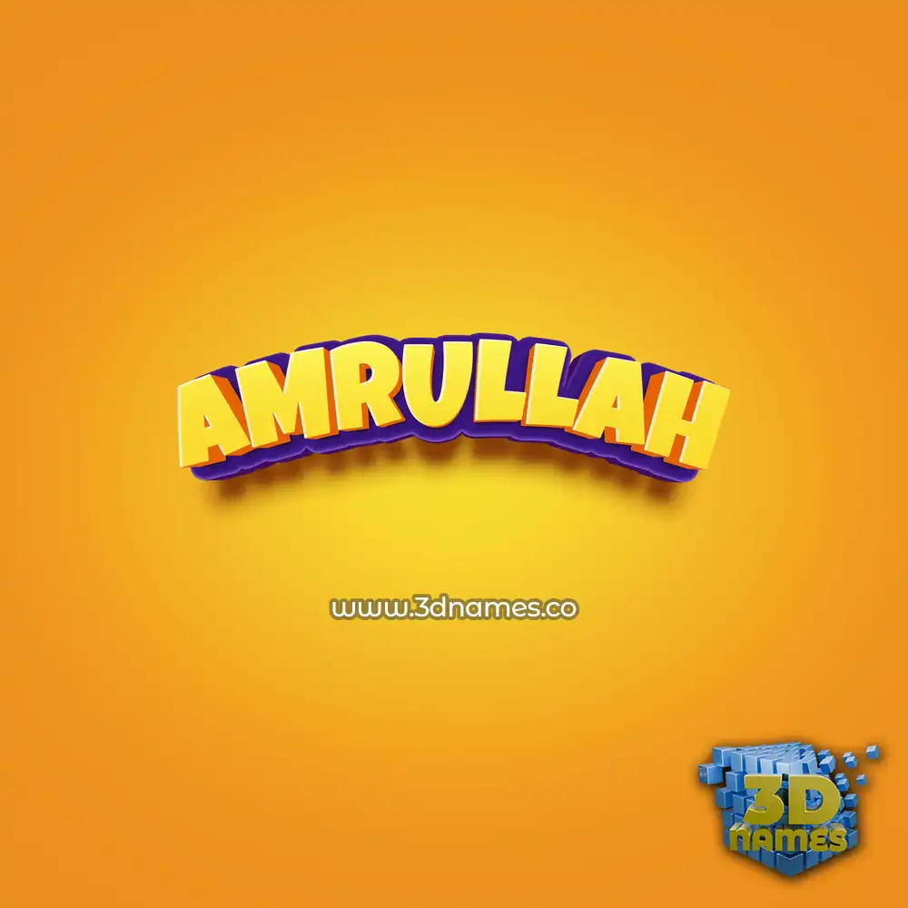 amrullah in Orange Toon style - 3D name wallpaper