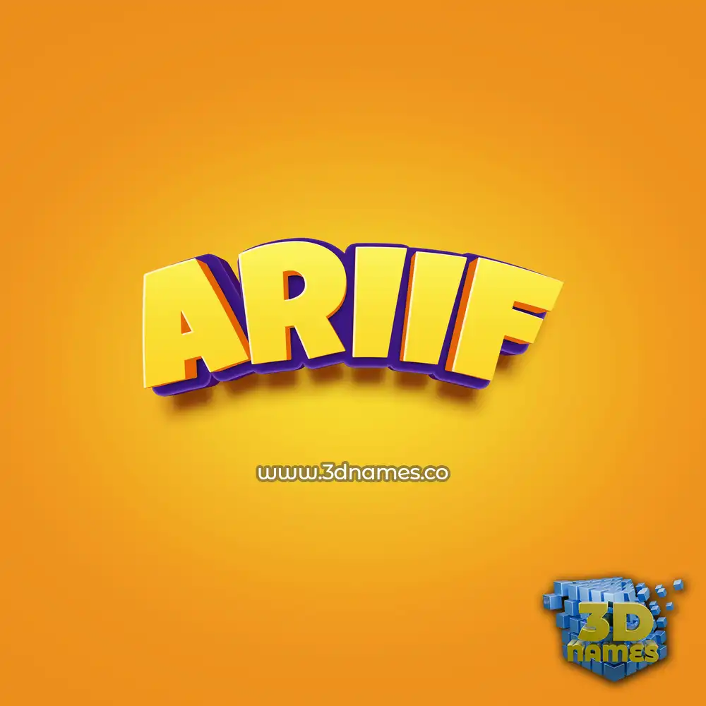 ariif in Orange Toon style - 3D name wallpaper