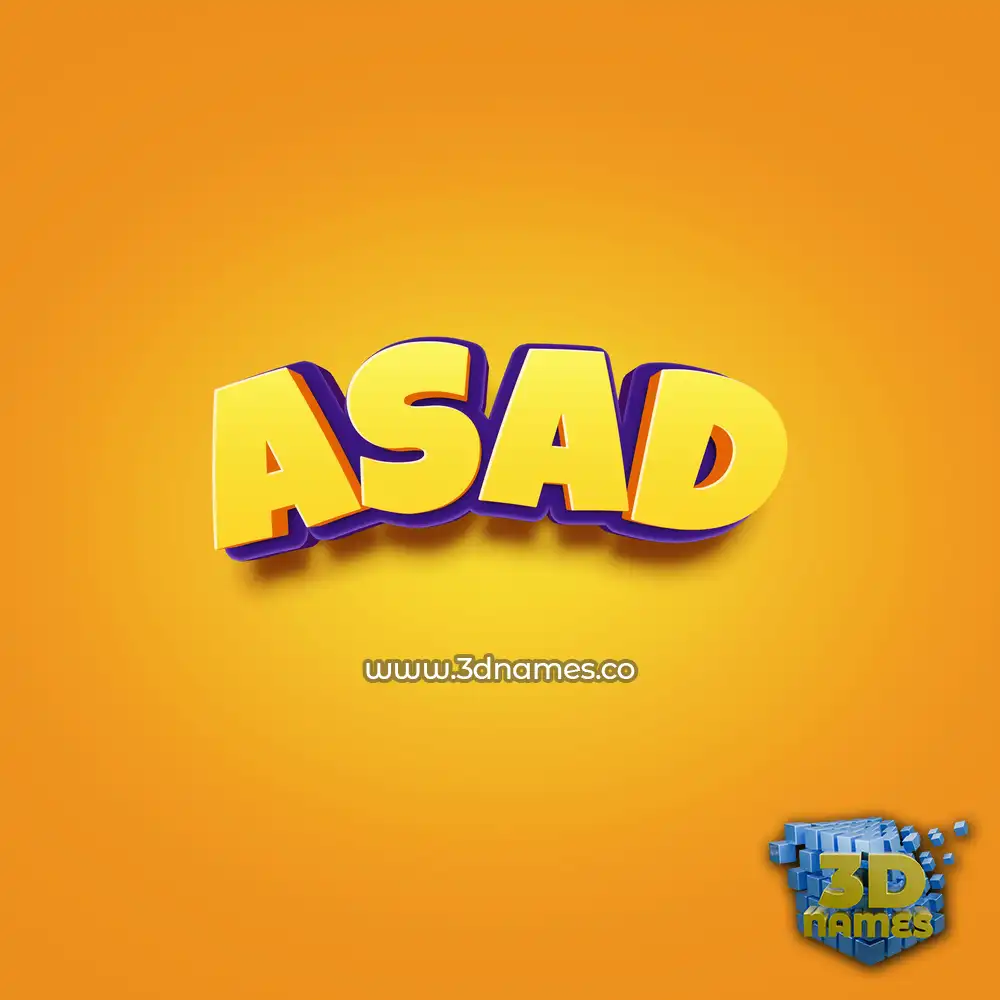 asad in Orange Toon style - 3D name wallpaper