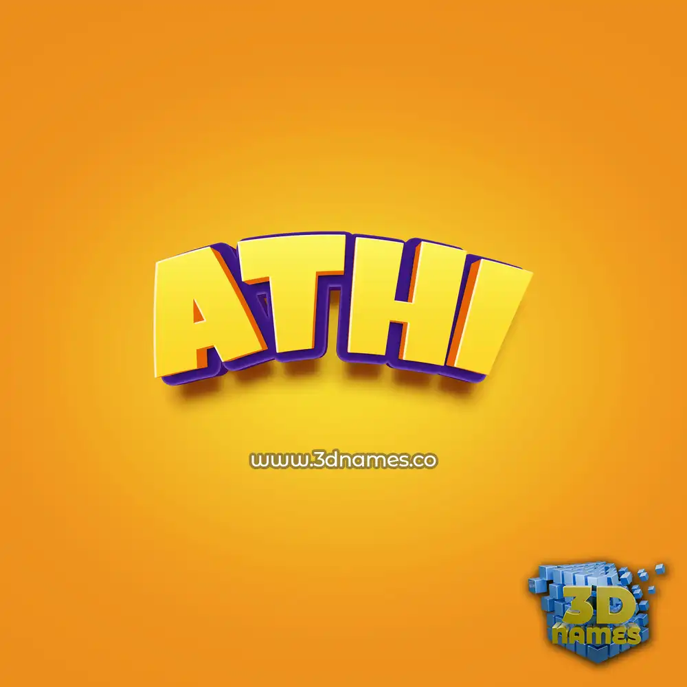 athi in Orange Toon style - 3D name wallpaper