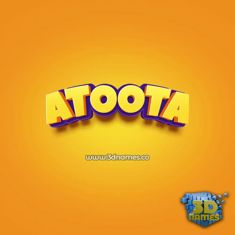 atoota in Orange Toon style - 3D name wallpaper