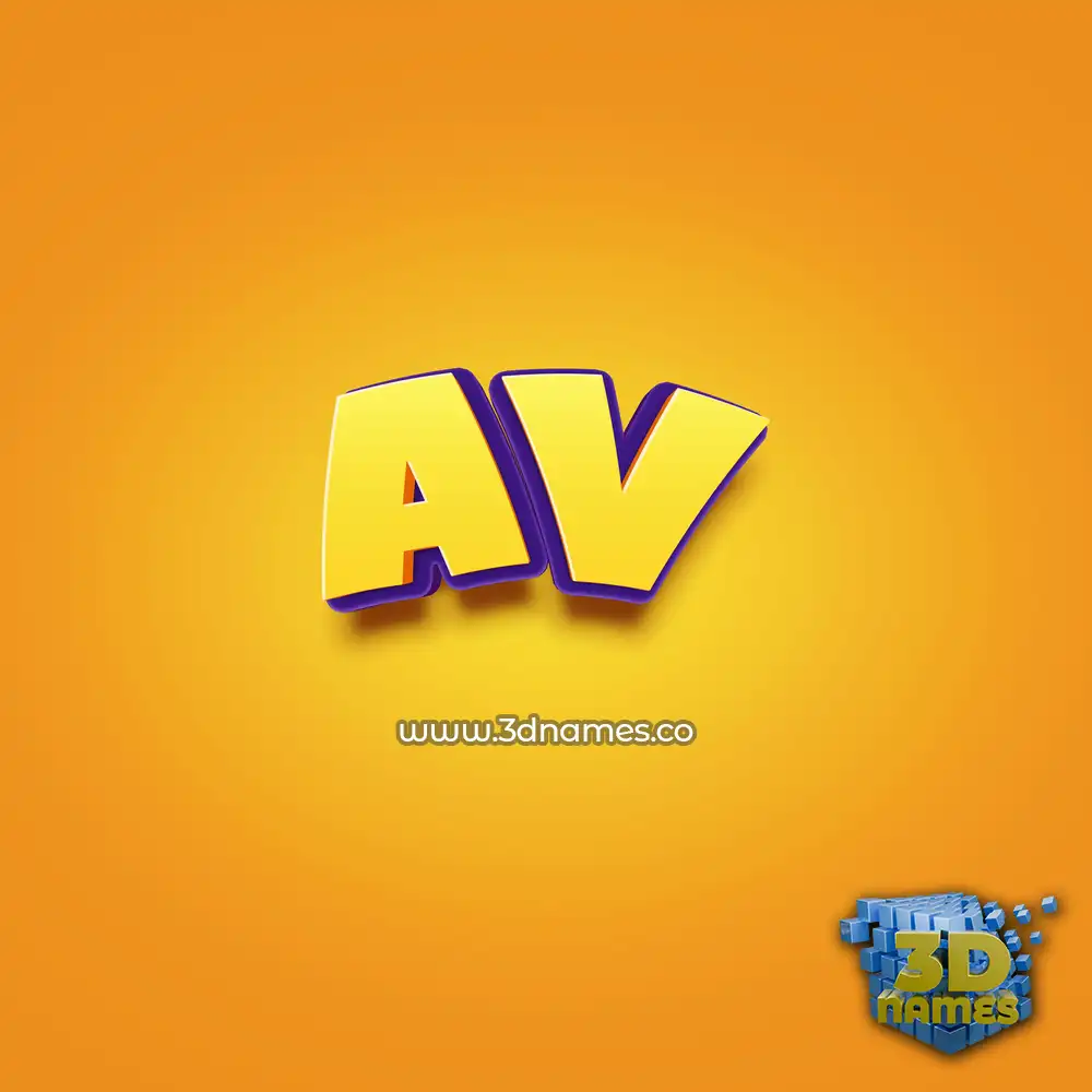 av in Orange Toon style - 3D name wallpaper