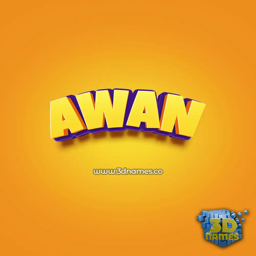 awan in Orange Toon style - 3D name wallpaper