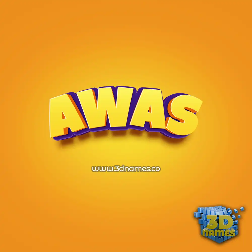 awas in Orange Toon style - 3D name wallpaper