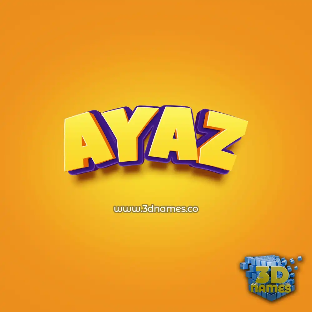ayaz in Orange Toon style - 3D name wallpaper