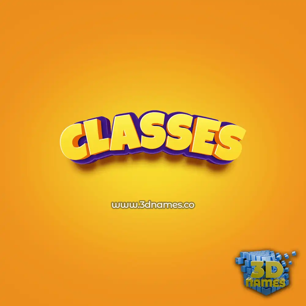 classes in Orange Toon style - 3D name wallpaper