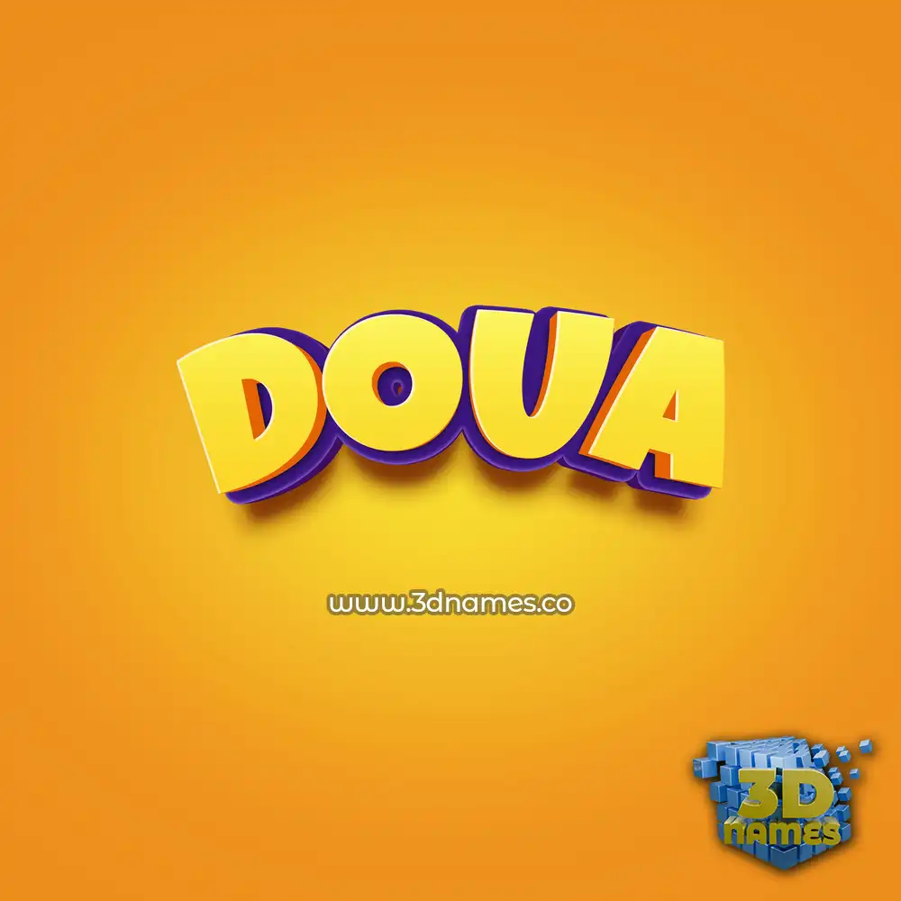 doua in Orange Toon style - 3D name wallpaper