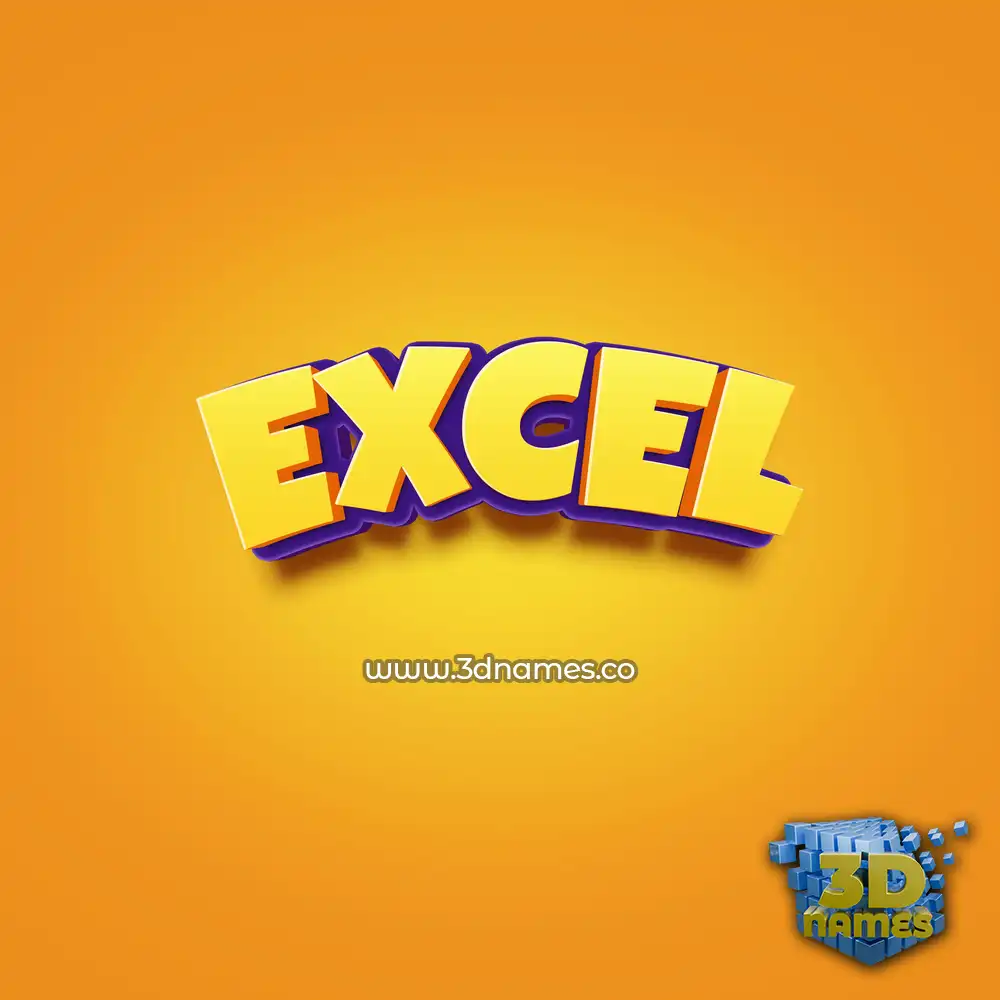 excel in Orange Toon style - 3D name wallpaper