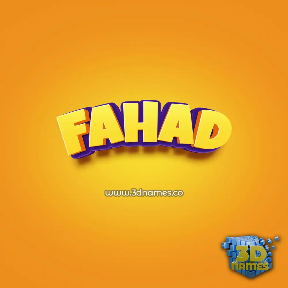fahad in Orange Toon style - 3D name wallpaper