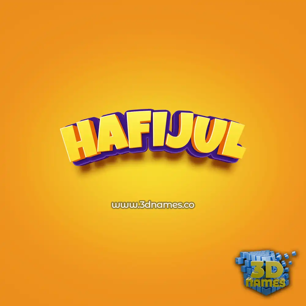 hafijul in Orange Toon style - 3D name wallpaper