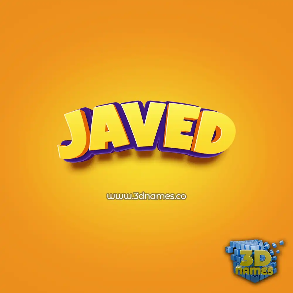 javed in Orange Toon style - 3D name wallpaper