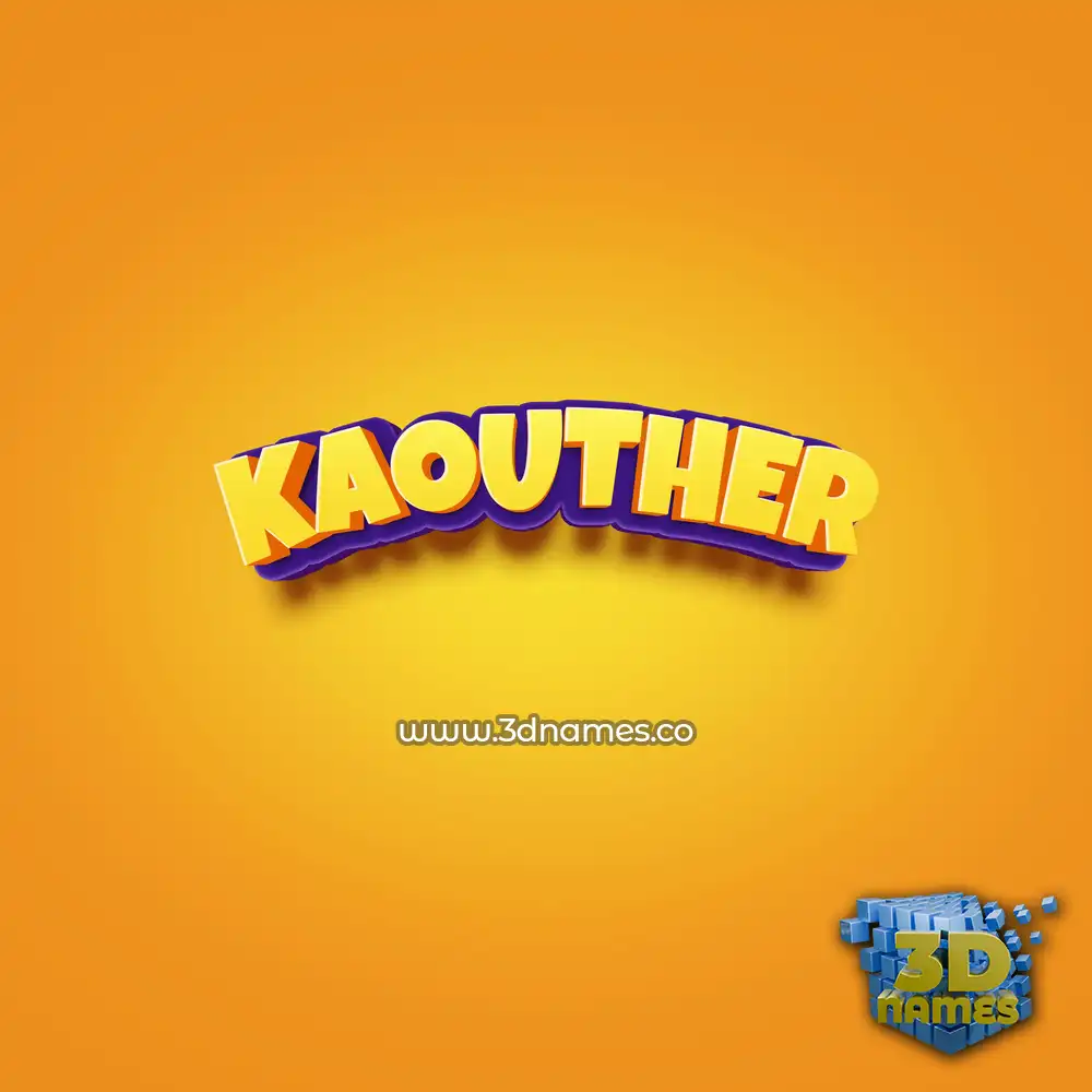kaouther in Orange Toon style - 3D name wallpaper