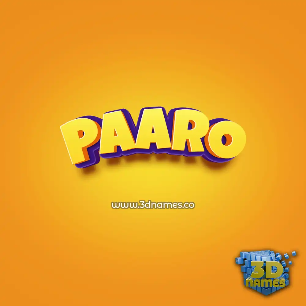 paaro in Orange Toon style - 3D name wallpaper