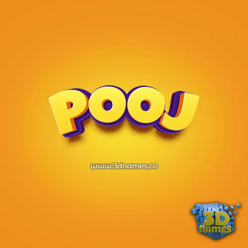 pooj in Orange Toon style - 3D name wallpaper