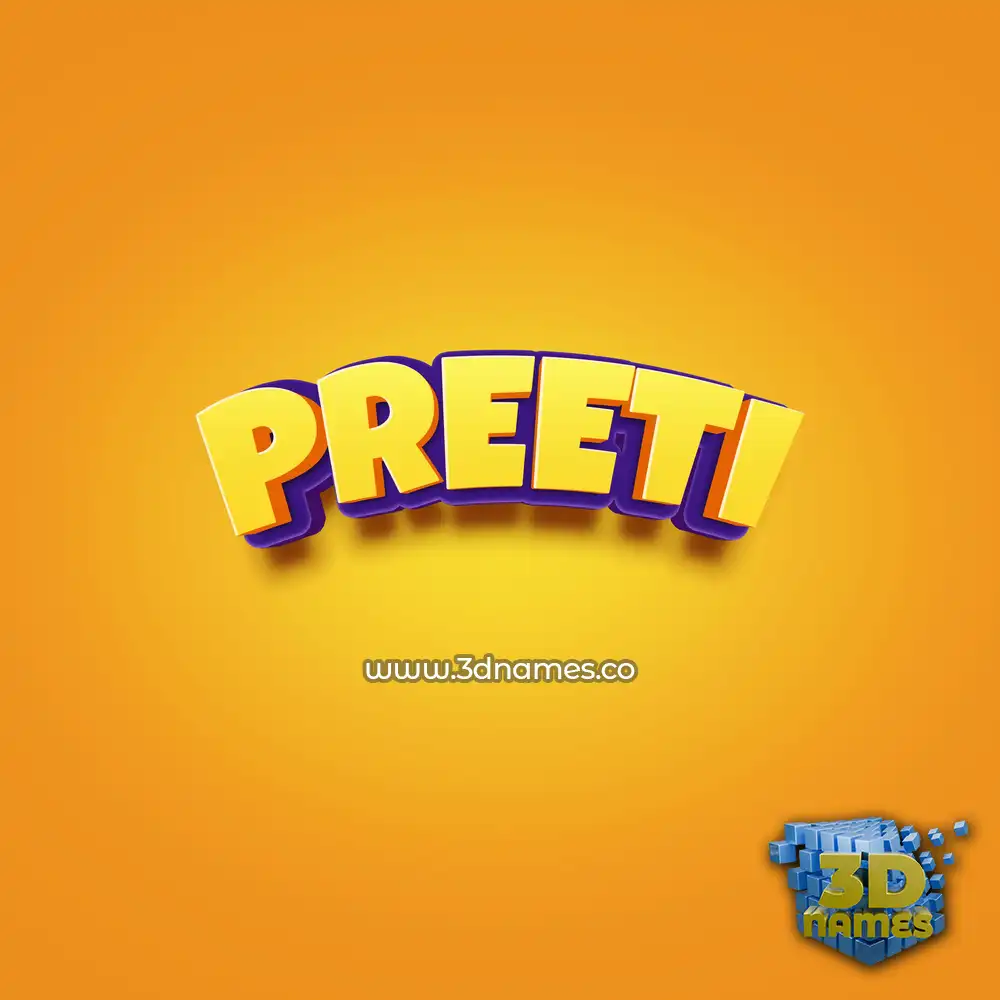 preeti in Orange Toon style - 3D name wallpaper