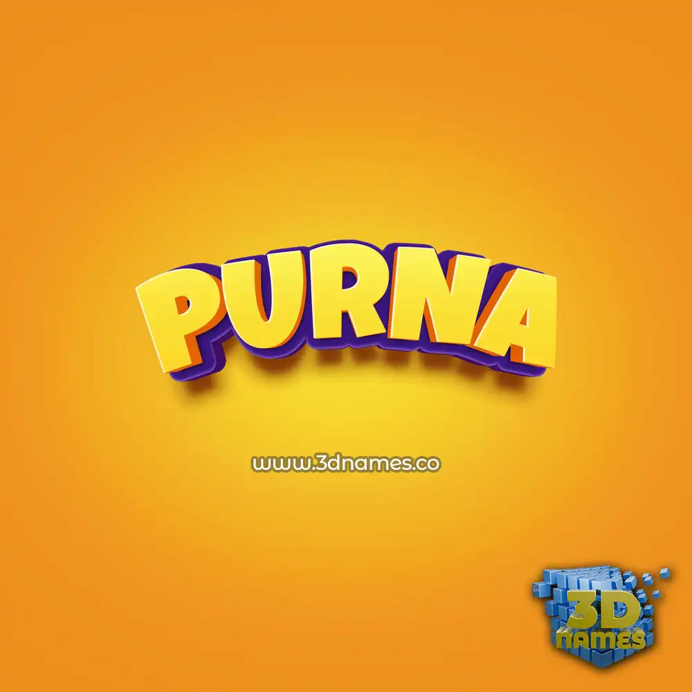purna in Orange Toon style - 3D name wallpaper