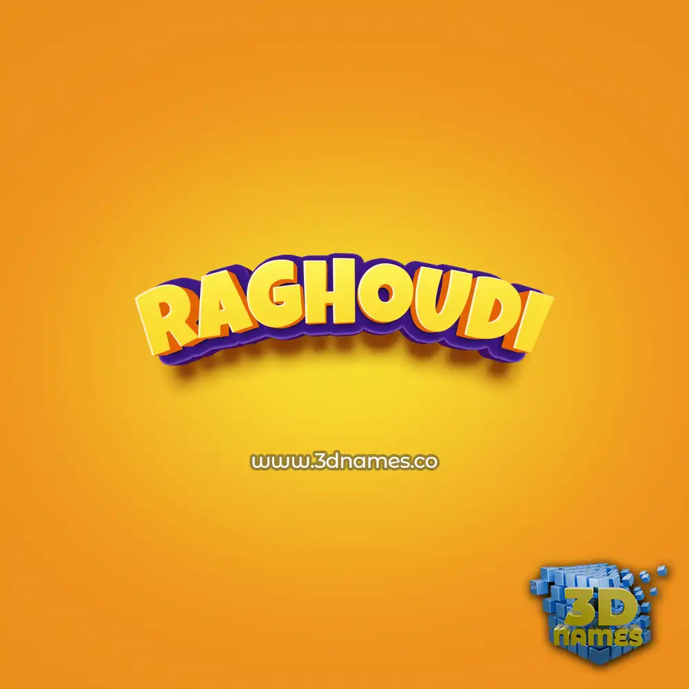 raghoudi in Orange Toon style - 3D name wallpaper