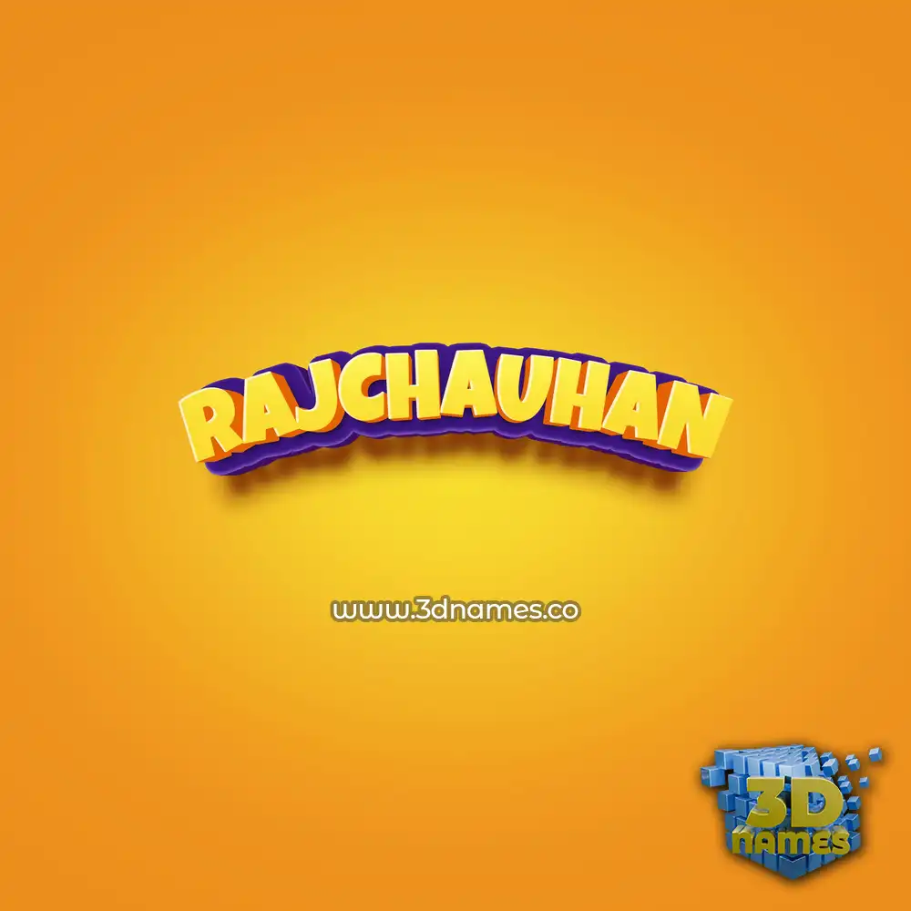 rajchauhan in Orange Toon style - 3D name wallpaper