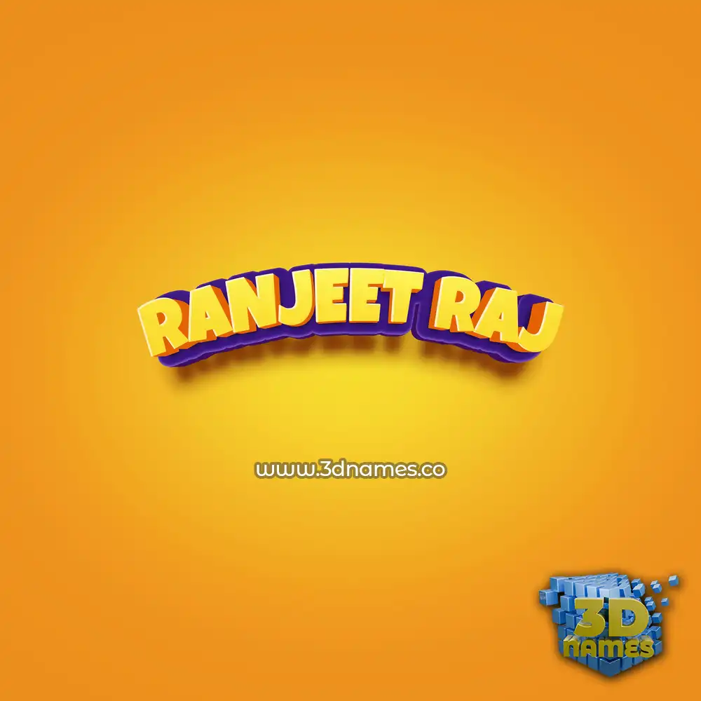 ranjeet raj in Orange Toon style - 3D name wallpaper