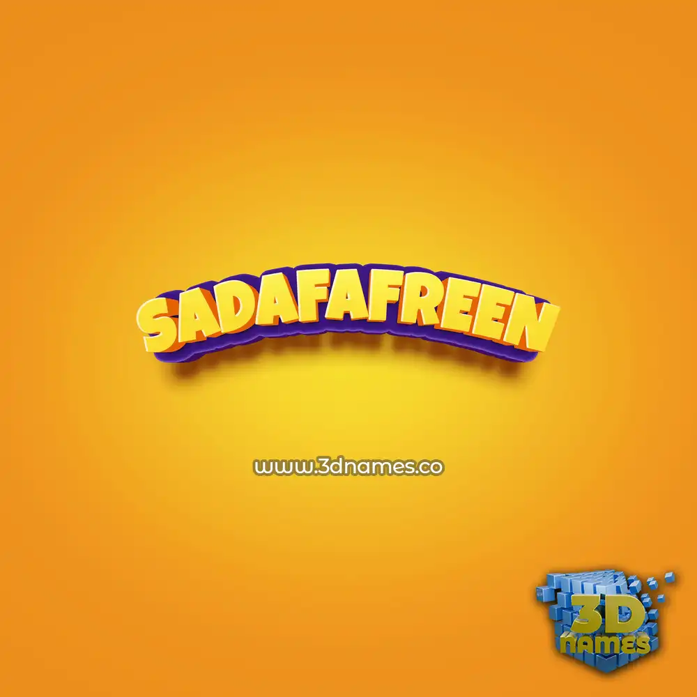 sadafafreen in Orange Toon style - 3D name wallpaper
