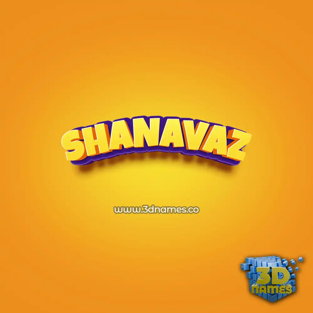 shanavaz in Orange Toon style - 3D name wallpaper
