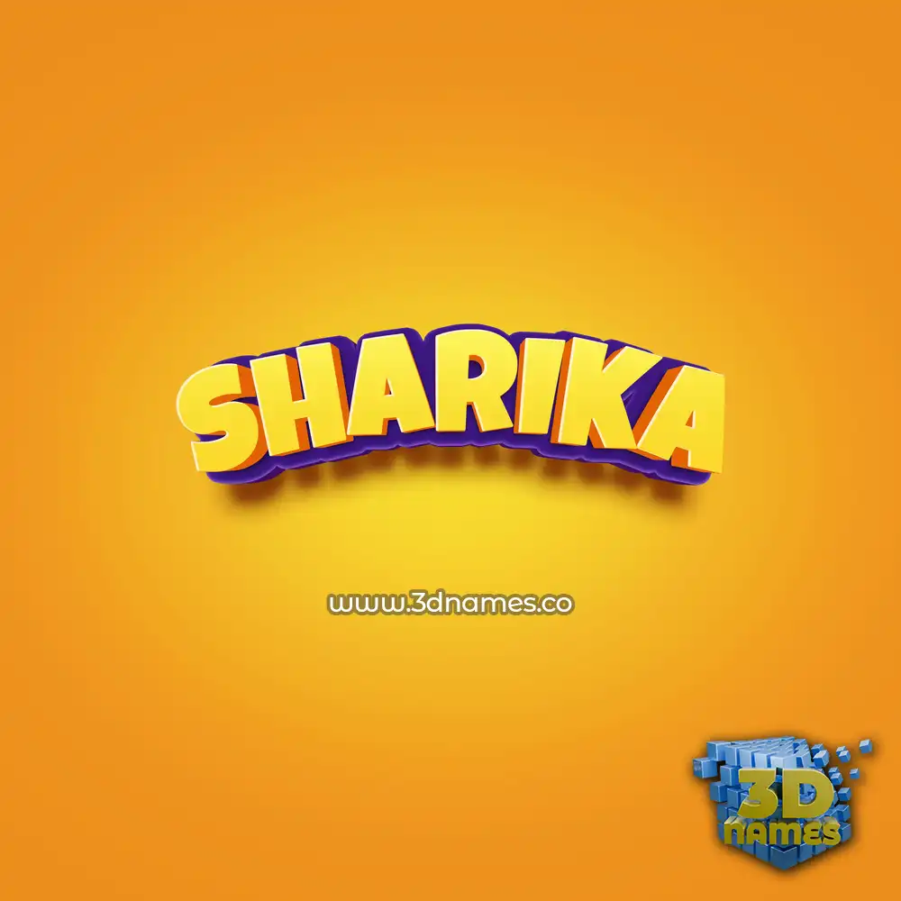 sharika in Orange Toon style - 3D name wallpaper