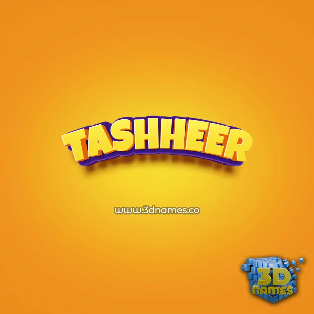 tashheer in Orange Toon style - 3D name wallpaper