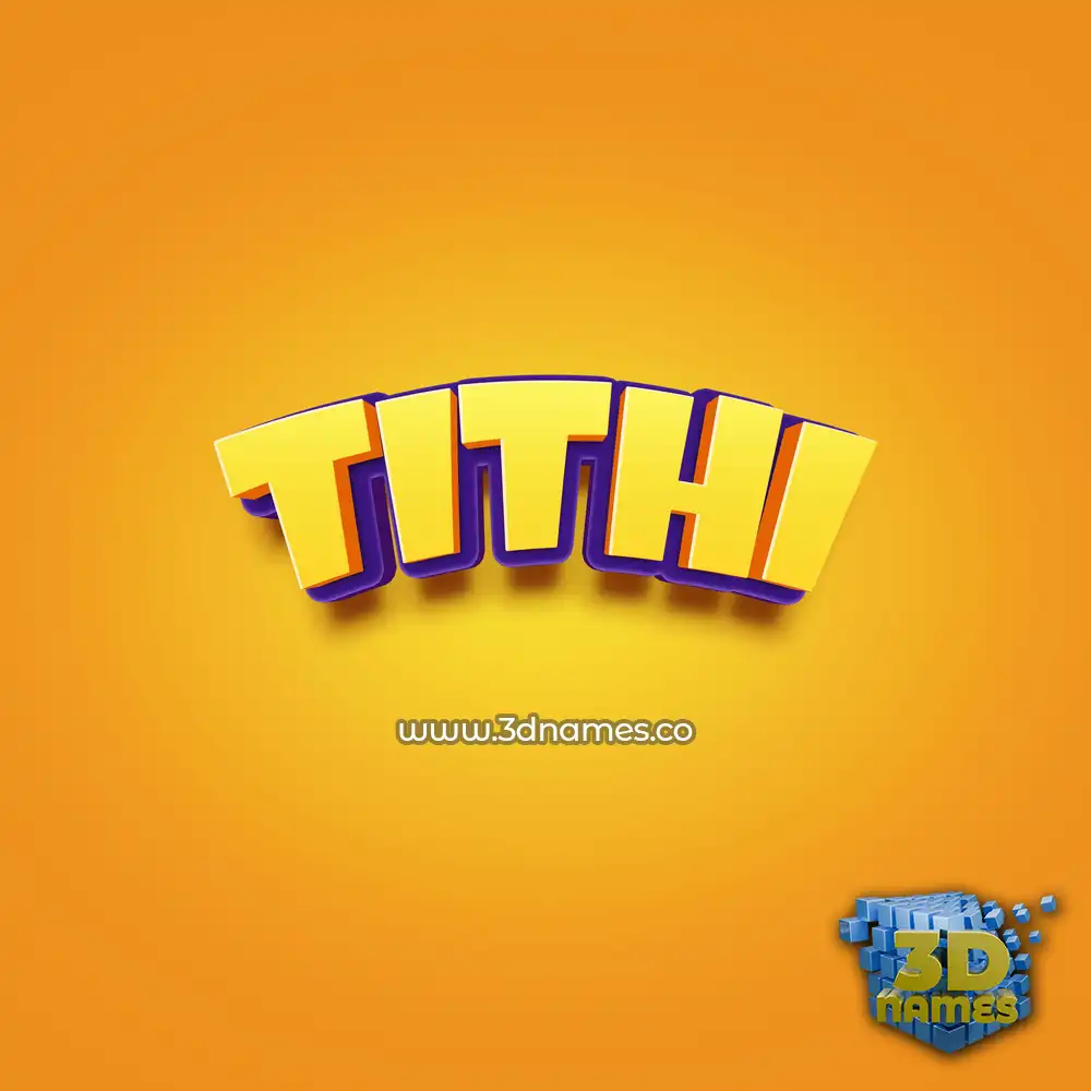 tithi in Orange Toon style - 3D name wallpaper