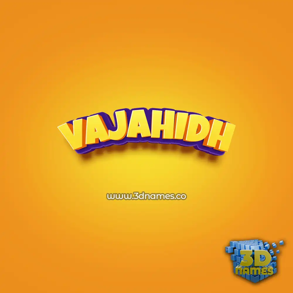 vajahidh in Orange Toon style - 3D name wallpaper