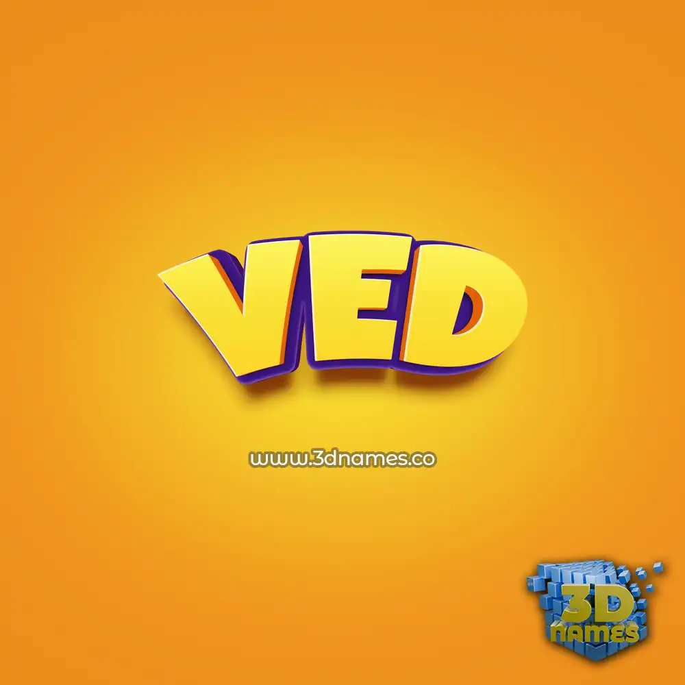 ved in Orange Toon style - 3D name wallpaper