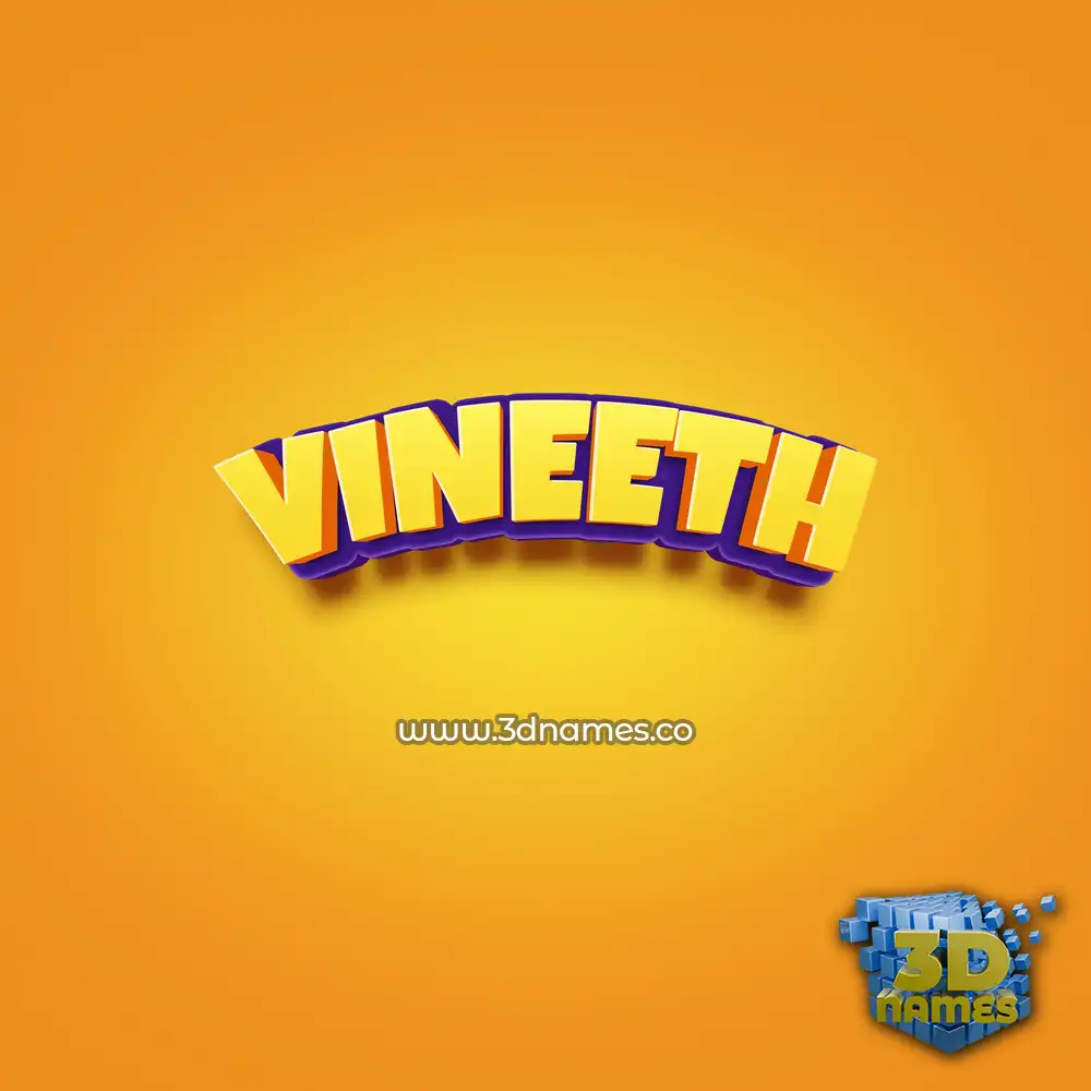vineeth in Orange Toon style - 3D name wallpaper