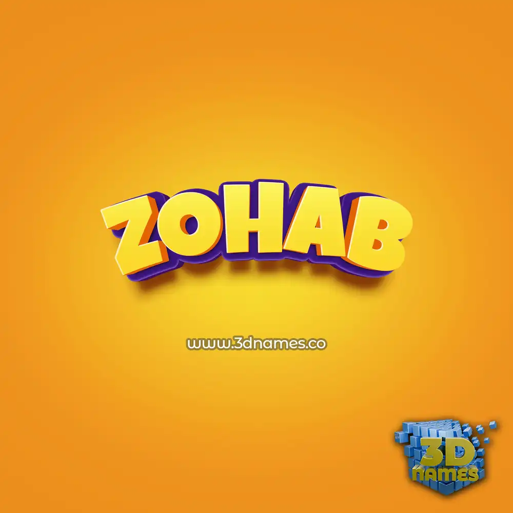 zohab in Orange Toon style - 3D name wallpaper