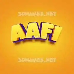 aafi in Orange Toon style - 3D name wallpaper