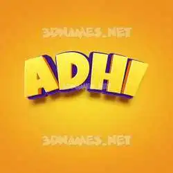 adhi in Orange Toon style - 3D name wallpaper