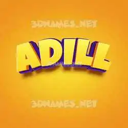 adill in Orange Toon style - 3D name wallpaper
