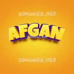 afgan in Orange Toon style - 3D name wallpaper