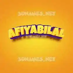 afiyabilal in Orange Toon style - 3D name wallpaper